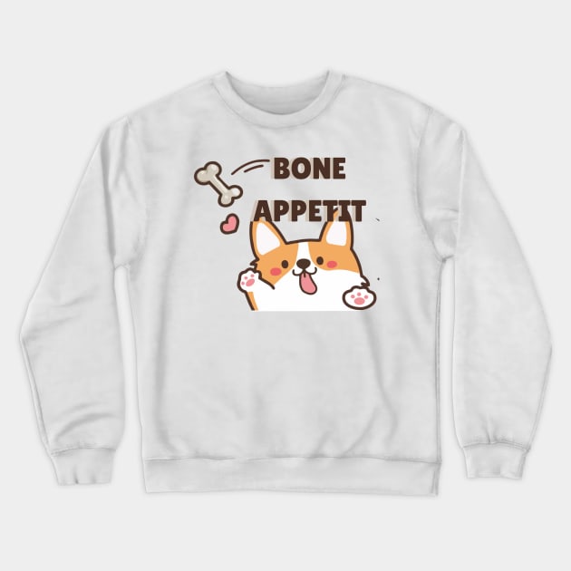 Animal Pun Bone Appetit Crewneck Sweatshirt by NewbieTees